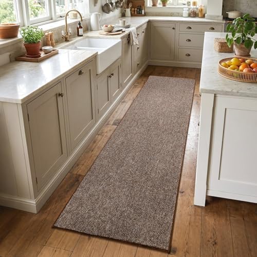 2x6 Coffee/White Runner Rug Washable Non-Slip for Kitchen Hallway Bathroom by Unknown