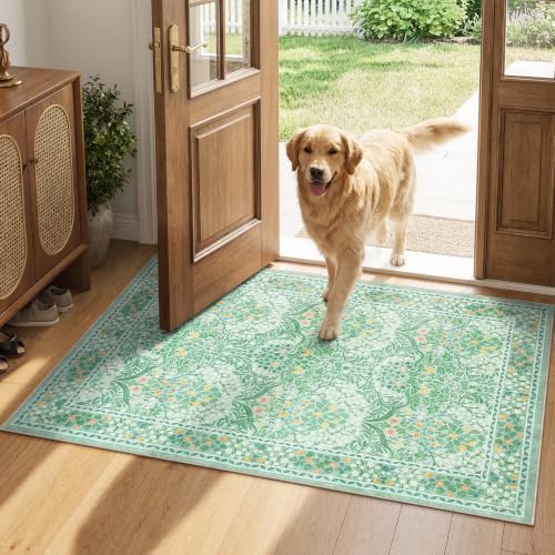 Lahome Sage Bathroom Rugs for Entryway, 2x3 Green Kitchen Rugs Non Slip by Lahome