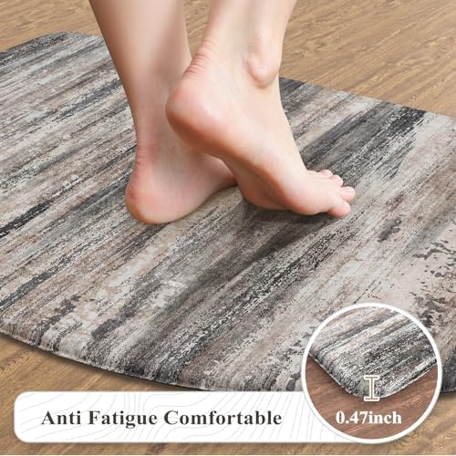 KIMODE Anti Fatigue Kitchen Mats, Black and Grey Half Moon Kitchen Rug - Image 3