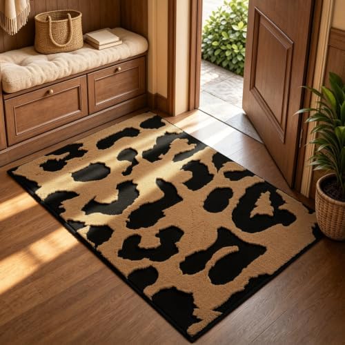 YIHOUSE Leopard Entryway Rugs 2x3: Washable Non Slip Cheetah Rug by YIHOUSE
