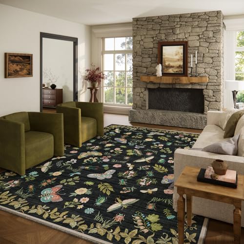 Machine Washable Rug for Living Room: 9x12 Area Rugs Vintage Bedroom Rug Stain Resistant Non Slip Low Pile Soft Carpet for Bedroom Kitchen Dining Room Nursery Kids Room Farmhouse Home Office by palohom