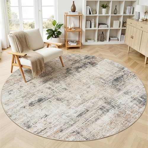 4ft Area Rug for Living Room, Abstract Washable Non-Slip Large Rugs, Gold by Lofus