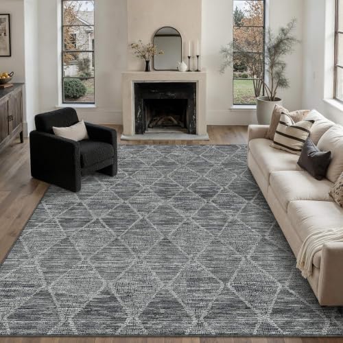 HUGEAR 6x9 Area Rug Black Washable Rugs for Living Room by HUGEAR