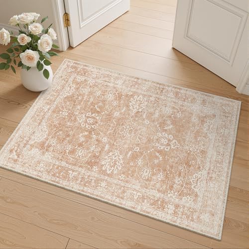 Madane 2x3 Washable Rugs for Entryway, Soft Kitchen Door Mat Jasper Orange by Madane