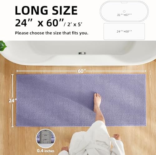 TYUU Bathroom Runner Rug, Long Bath Mat Washable Thin Quick Dry Low Pile Bathroom Runner Rugs 24 x 60 Non Slip, Lavender 24"x60" - Image 2