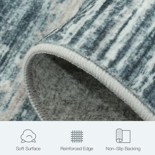 9x12 Area Rug for Living Room, Abstract Washable Non-Slip Rugs, Slate Grey - Image 7