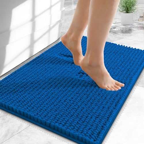 OLANLY Thick Chenille Small Bathroom Rugs Mats 24x16, Deep Navy Blue by OLANLY