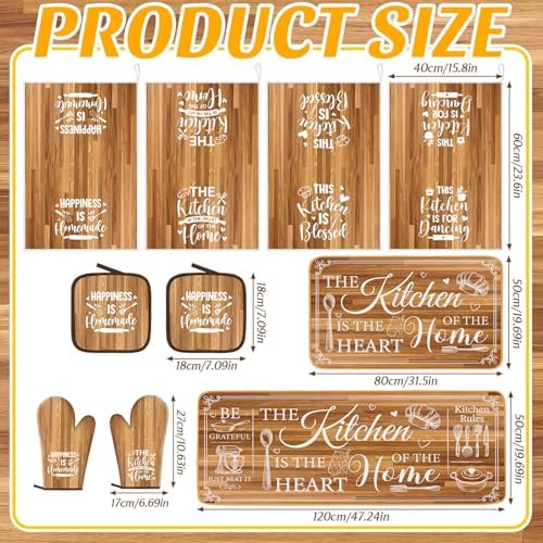 Fourluoo 10 Pcs Farmhouse Wood Grain Kitchen Set - Image 3