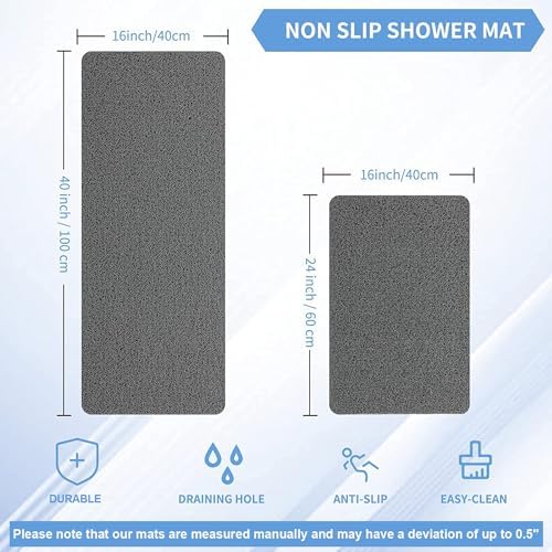 Hargiis Non Slip Bathtub Mat, Anti Slip Shower Mat, Fast Drying Bath Tub Mats, Foot Scrubber Mat, Anti Slip Mat for Tub, Floor, Bathroom, Home, Kitchen, Hotel (Grey 24"x16") (Pack of 2) - Image 2