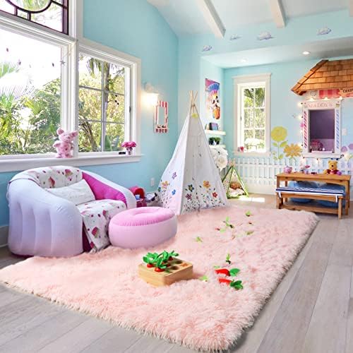 Fluffy Shaggy Home Decor Decorate Decorative Area Rugs Decoration Carpet for Bedroom livingroom playroom Nursery Rug Little Baby Girl boy Kids Room Teen Teenage College Dorm Toddler Infant - Image 5