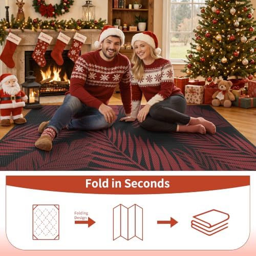 GENIMO Outdoor Rug, Waterproof Plastic Rugs for Patio, 6'x9' Red Black - Image 7