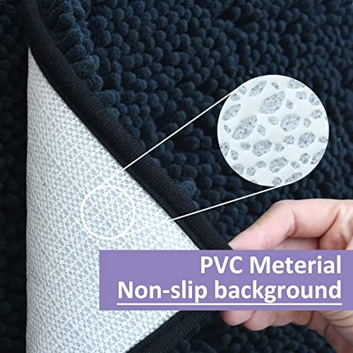 Bathroom Rugs Set 2 Piece Thick Chenille Kitchen Mats,Quick Dry Absorbent Bath Rugs With Non-Slip Pvc Backing,Bath Mats for Bathtub,Bedroom,Living room -Home Decor Large Rugs 60x24+32x20 Inch Black - Image 6