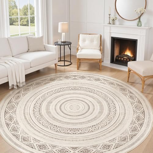 cotiled 8x8 Round Rug 8ft Circle Living Room Boho Area Rugs by COTILED