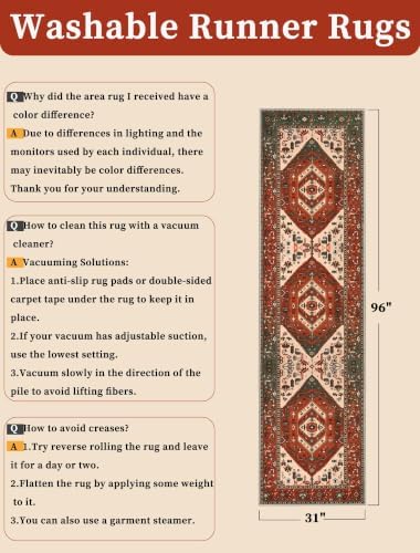 SERISSA 2'6"x8' Washable Non Slip Boho Runner Rug for Hallway - Image 2