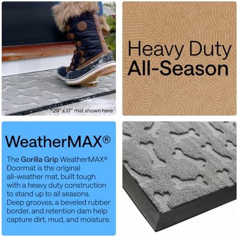 GORILLA GRIP WeatherMAX Door Mat, Indoor Outdoor, 29x17, Light Gray Bones - Image 3