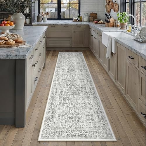 PureCozy Black Runner Rug 2'6"x8' Vintage Floral - Image 2