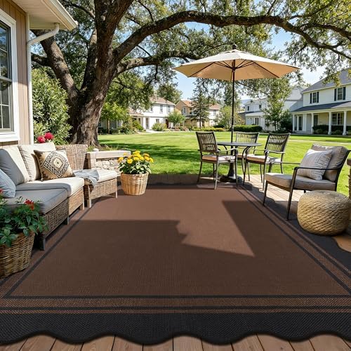 Zeeinx 8x10 Scalloped Rug Easy Jute Washable Outdoor Rug for Living Room - Image 2