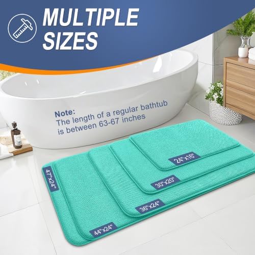 OLANLY Thick Memory Foam Bathroom Rugs 36x24, Soft Absorbent Bath Mat, Teal - Image 5