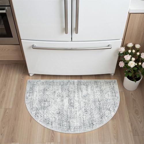 Soalmost Washable Half Circle Round Rug 2x3 Grey, Small Half Moon Rug Entry - Image 3