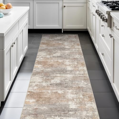 Ksrau 2x7 Runner Rug Washable: Non Slip Long Rugs for Kitchen Brown Brick by Ksrau