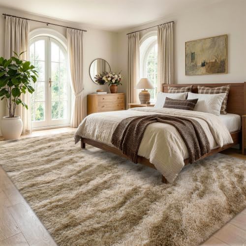 4x6 Khaki Fluffy Soft Area Rug Non-Slip for Bedroom Living Room Playroom - Image 3
