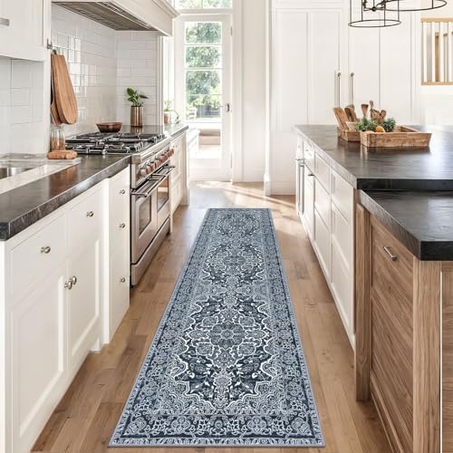 KUTA Vintage Washable Runner Rug, 2x8 Navy Blue Runners for Hallways - Image 3