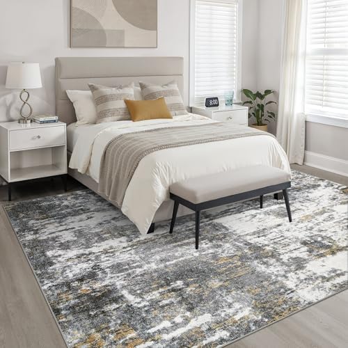 LOONGRUG 8x10 Area Rugs Washable Neutral Modern Living Room Rug Black White - Image 4