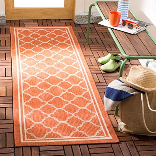SAFAVIEH Washable Rug Outdoor Courtyard Collection - 2'3" x 8' Runner, Terracotta & Bone, Non-Shedding & Easy Cleaning, Ideal for Patio, Entryway, Mudroom, Hallway, Kitchen (CY6918-241) by Unknown