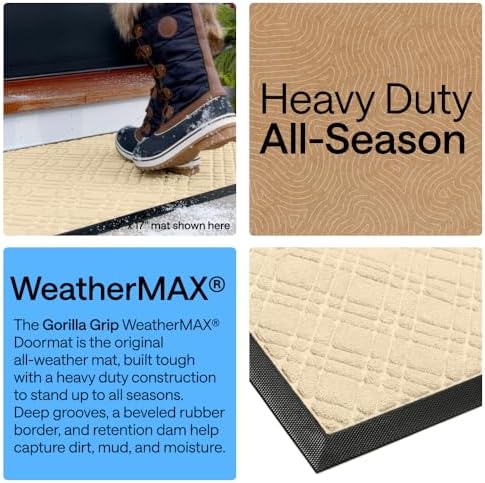 GORILLA GRIP WeatherMAX Door Mat, Indoor Outdoor Use, 29x17, Latte Modern - Image 3