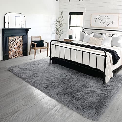 PAGISOFE Soft Kids Room Nursery Rug Bedroom Living Room Carpet 2' x 3', Fuzzy Rugs for Kids Baby, Soft Rugs for Nursery, Dorm Shag Rugs for Girls Boys, Carpet for Dorm Room, Gray - Image 3