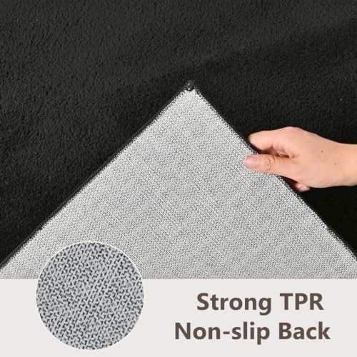 3x5 Black Solid Area Rug Washable Non-Slip Soft Thin for Bedroom Kitchen - Image 6