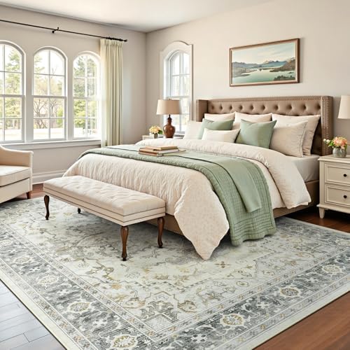 Lofus 6x9 Taupe Grey Rugs for Bedroom Living Room, Vintage Boho Carpet - Image 4