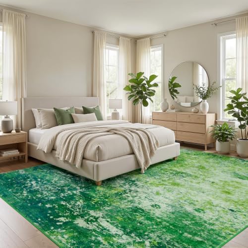 Rugflix 5x7 Dark Green Area Rug for Living Room, Washable Colorful Rug - Image 2