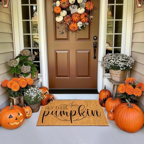 Pumpkin Doormat Fall Decor, Natural 100% Coco Coir Fiber Welcome Rugs with Heavy Duty Backing, Halloween Thanksgiving Front Porch Entryway Floor Mats, Indoor Outdoor Autumn Mats - Image 4