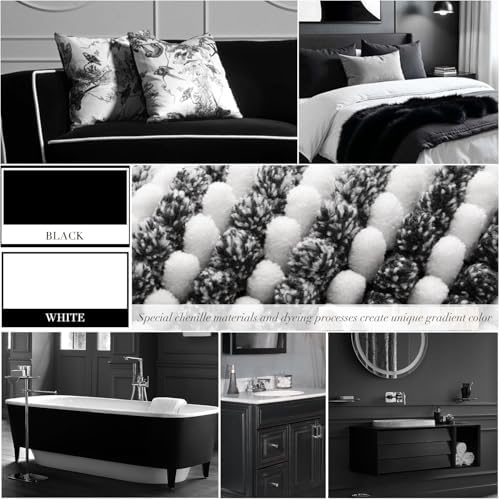 BSICPRO Bathroom Rugs Sets 2 Piece, Non Slip Striped Bath Mats, Black - Image 3