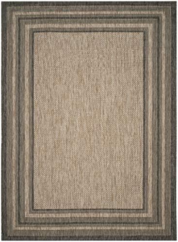 SAFAVIEH Courtyard Collection 9' x 12' Natural / Black CY8475 Indoor/ Outdoor Waterproof Easy-Cleaning Patio Backyard Mudroom Area-Rug - Image 2