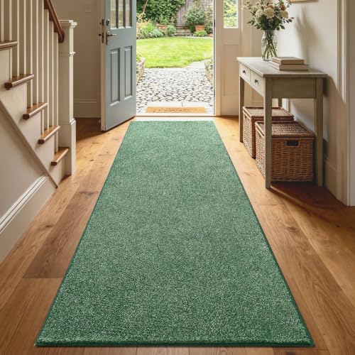 2x8 Green/White Runner Rug Washable Non-Slip for Kitchen Hallway Bathroom - Image 2