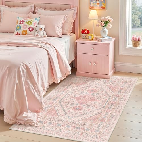 zesthome Pink Rugs for Bedroom-4x6 Area Rug for Entryway,Girls Room by Zesthome