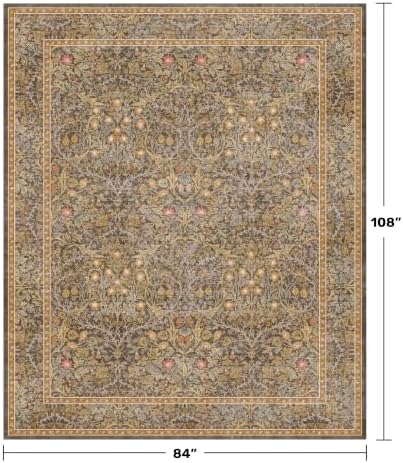 Boho 7x9 Brown Rug for Living Room - Washable Oriental Area Rug for Dining Room Under Kitchen Table, Non-Slip Floor Carpet for Bedroom Under Bed - Vintage Design & Stain Resistance - Image 2