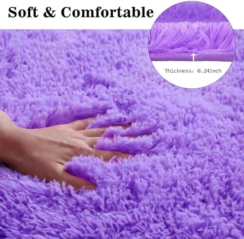 Purple Bathroom Rugs Sets 3Piece Bath Mat Solid Bath Rug Floor Mats Washable Shower Rug with U-Shaped Contour Rug Toilet Lid Cover - Image 3