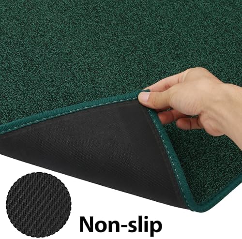 Runner Rug with Non Slip Rubber Backing 2' * 10', Washable Soft Floor Carpet for Kitchen, Hallway, Entryway Indoor, Bedroom, Laundry, Low Pile Area Rugs, Solid Color with Pointillism Style, Green - Image 3