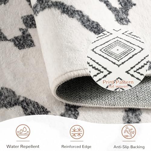 BESTSWEETIE 9'x12' Washable Area Rug for Living Room Bedroom White Black - Image 2