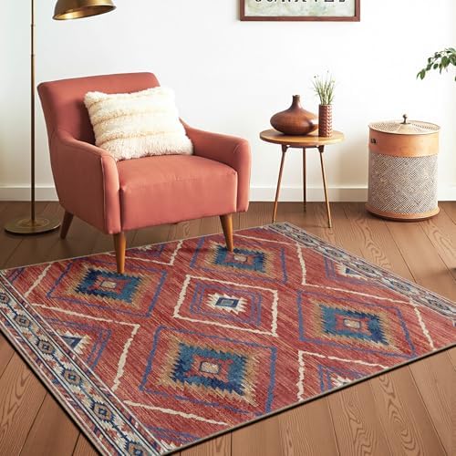 BESTSWEETIE 2'x4' Washable Area Rug for Living Room Bedroom Red/Orange - Image 3