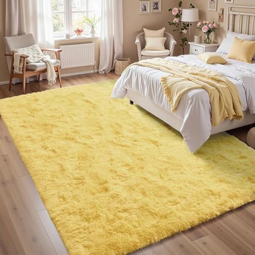 8x10 Area Rugs for Living Room Shag Fluffy Rug Bedroom Plush Carpet Non Slip for Nursery Kids PlayRoom Home Decor Aesthetic,Light Yellow - Image 4