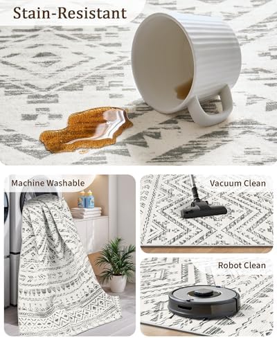 Miukiki 6x9 Area Rug Washable Non Slip Rug for Living Room Grey - Image 4