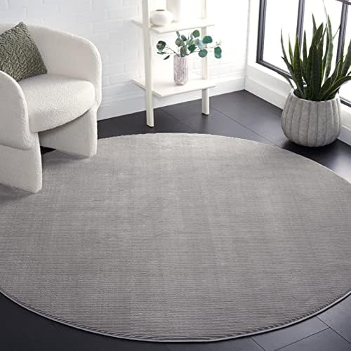 SAFAVIEH Revive Collection Area Rug - 6'7" Round, Grey, Solid Design, Non-Shedding & Easy Care, Ideal for High Traffic Areas in Living Room, Bedroom (REV102F) by Unknown