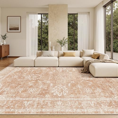 Madane Living Room 10x14 Area Rugs, Washable Soft Rug Jasper Orange by Madane