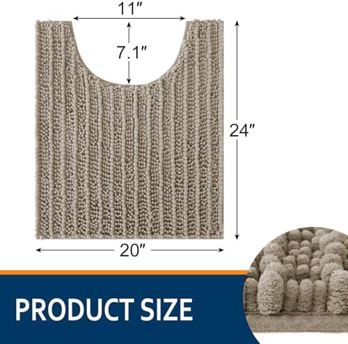 Smiry Bathroom Toilet Rugs U Shaped 24X20, Chenille Bath mats for Toilet - Image 2