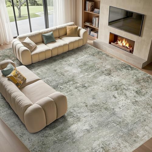 Tortania Area Rug Living Room Rugs - 10x14 Washable Large Soft Neutral Boho Moroccan Bohemian Farmhouse Rug Indoor Floor Carpet for Bedroom Under Dining Table Home Office Decor - Olive Brown by Tortania