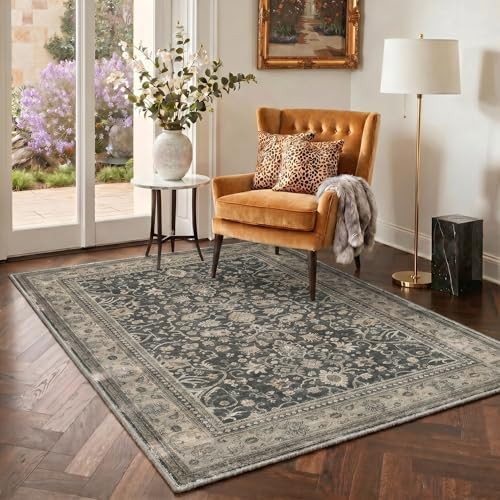 Bavni 5X7 Area Rug for Living Room, Washable Boho Oriental Floral Non Slip - Image 3